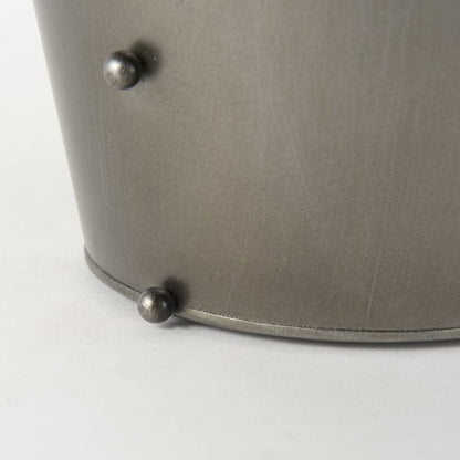 Elio 12.2H Large Gun Metal Gray Metal W/Studs Vase