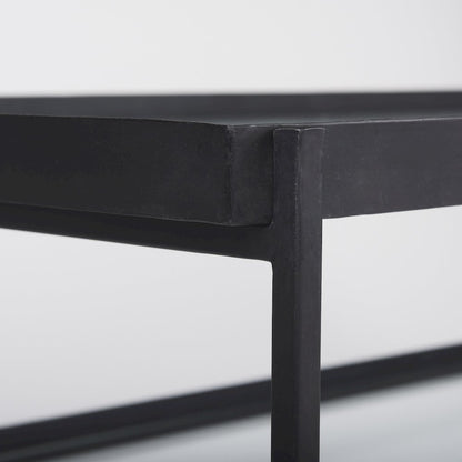 Trey 56"L x 32"W x 17"H Black Metal W/Glass Coffee Table
