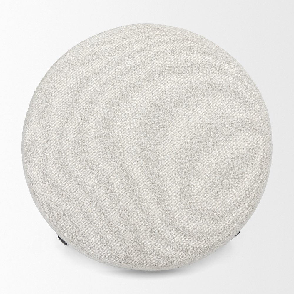 Amelia 35.8L x 35.8W x 15.0H Cream Boucle W/Black Metal Upholstered Ottoman