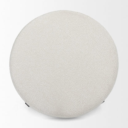 Amelia 35.8L x 35.8W x 15.0H Cream Boucle W/Black Metal Upholstered Ottoman