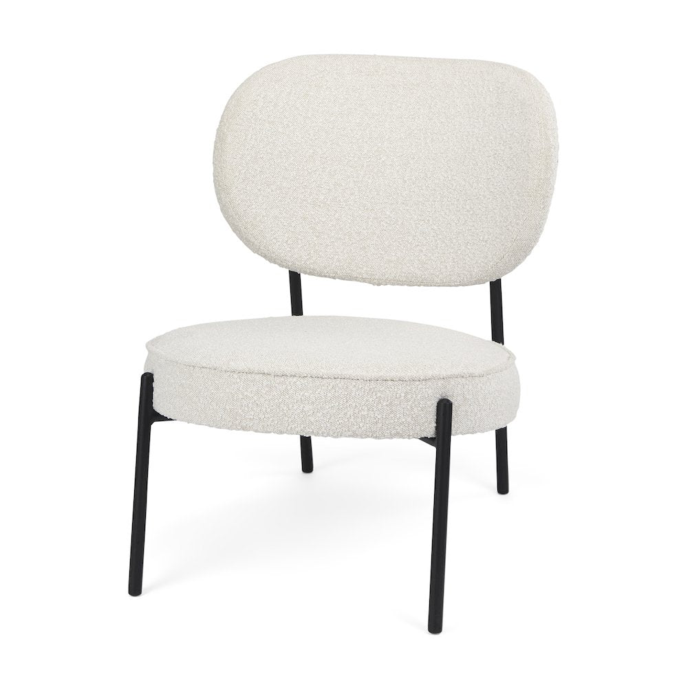 Amelia Cream Boucle W/Black Metal Upholstered Accent Chair 21.3L x 21.3W x 30.3H