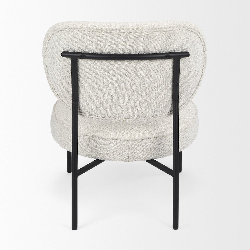Amelia Cream Boucle W/Black Metal Upholstered Accent Chair 21.3L x 21.3W x 30.3H