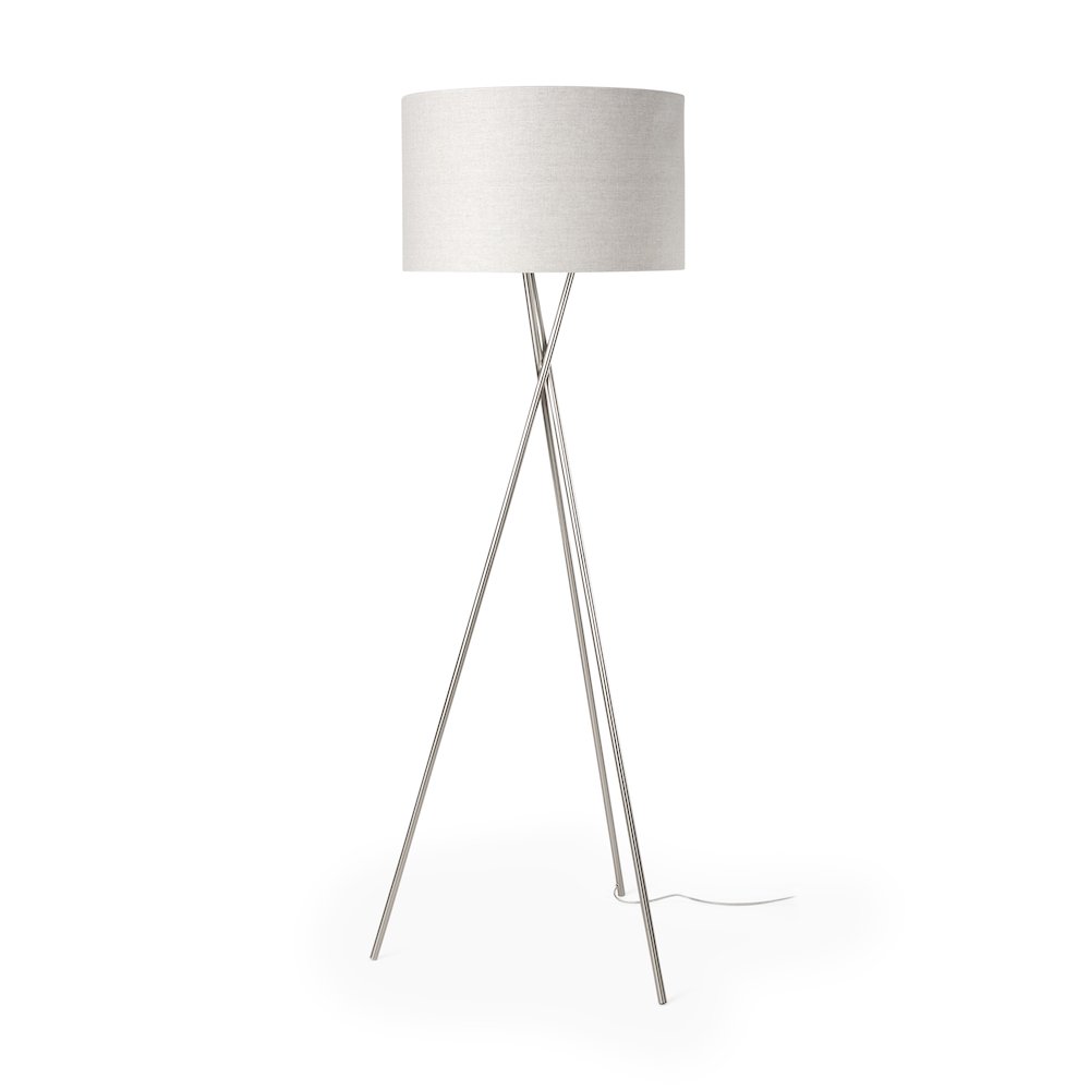 Ambrose 20.0L x 20.0W x 61.8H Silver Metal W/Beige Fabric Shade Floor Lamp