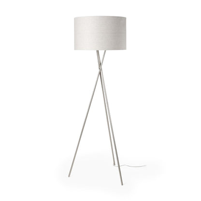 Ambrose 20.0L x 20.0W x 61.8H Silver Metal W/Beige Fabric Shade Floor Lamp