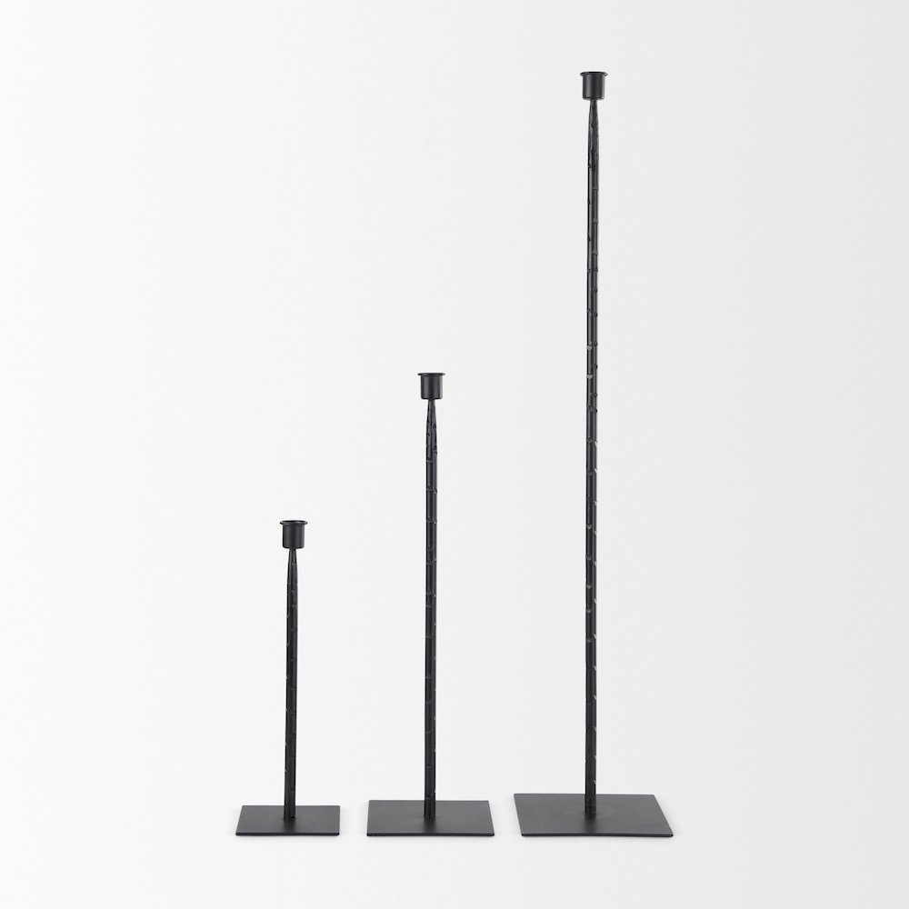 Porter 4.5L x 4.5W x 12.0H Small Black Iron Candle Holder