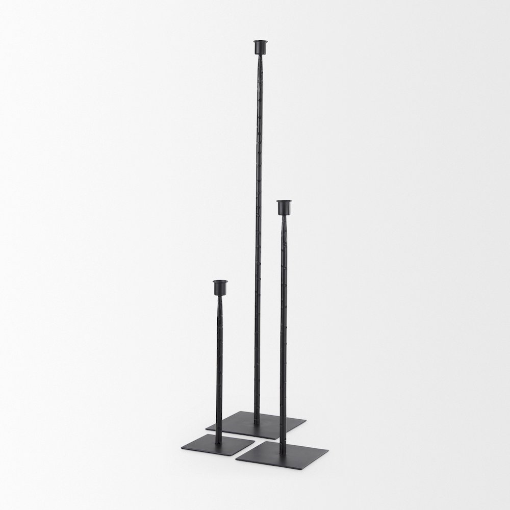 Porter 4.5L x 4.5W x 12.0H Small Black Iron Candle Holder