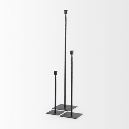 Porter 4.5L x 4.5W x 12.0H Small Black Iron Candle Holder
