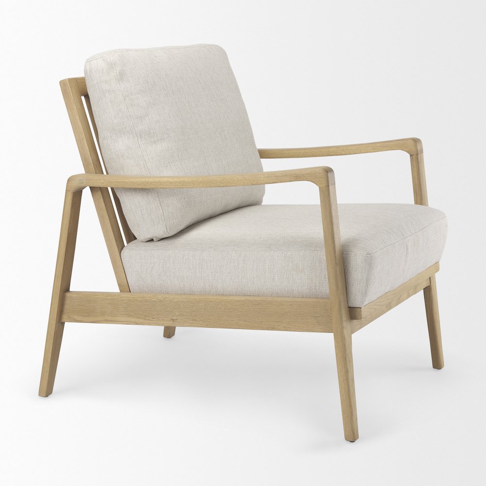 Raeleigh 28.0L x 34.1W x 34.4H Cream Fabric W/Light Brown Wood Accent Chair