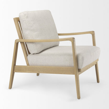 Raeleigh 28.0L x 34.1W x 34.4H Cream Fabric W/Light Brown Wood Accent Chair