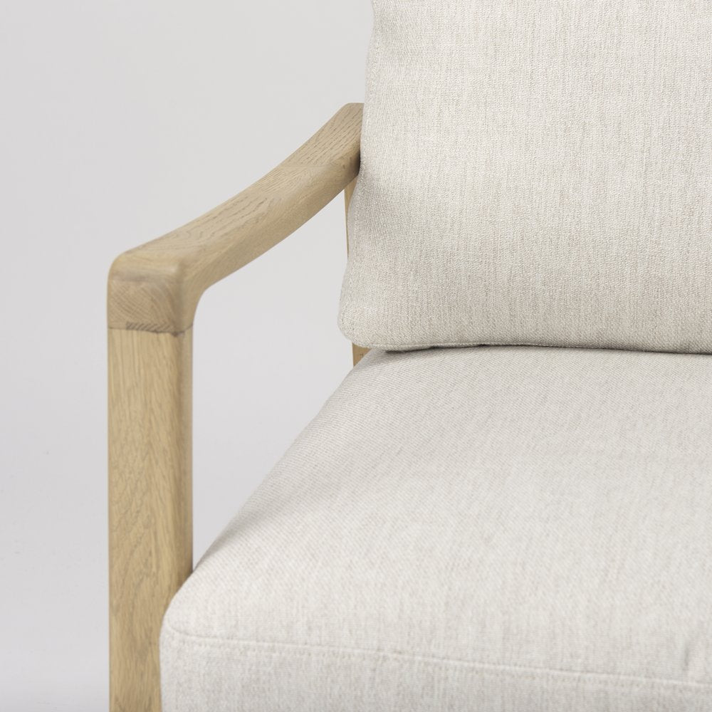 Raeleigh 28.0L x 34.1W x 34.4H Cream Fabric W/Light Brown Wood Accent Chair