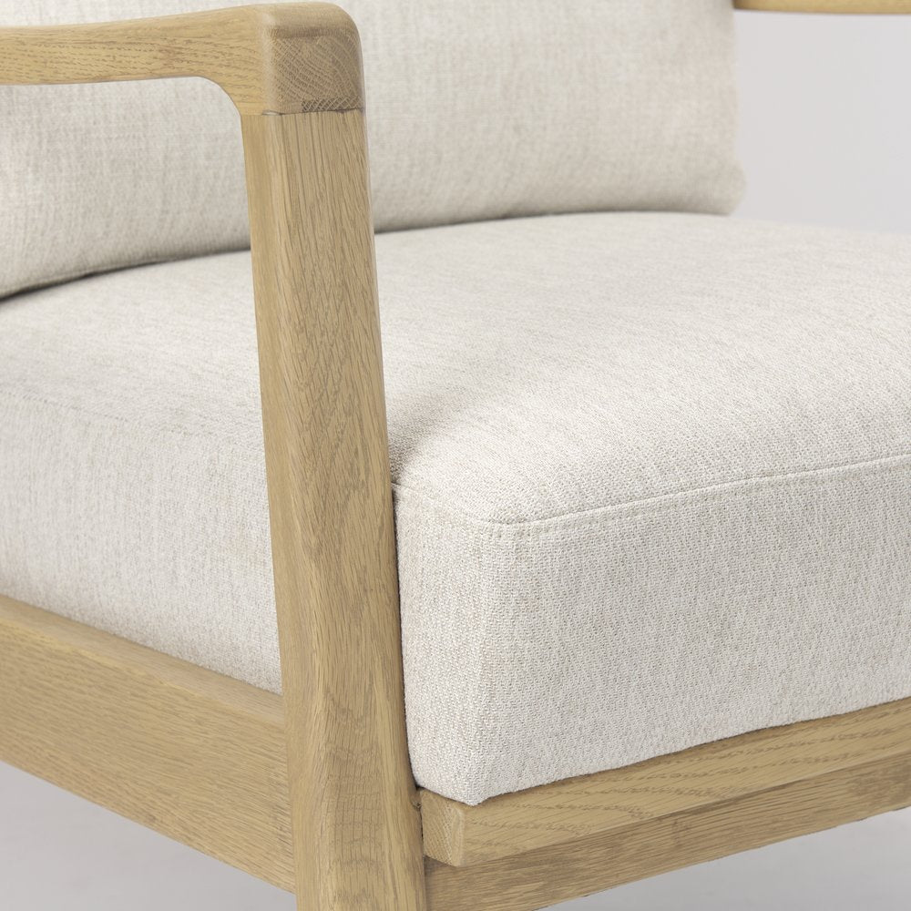 Raeleigh 28.0L x 34.1W x 34.4H Cream Fabric W/Light Brown Wood Accent Chair