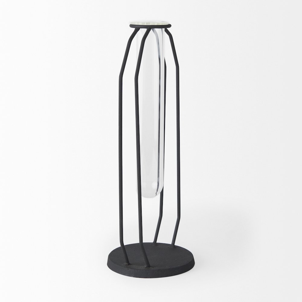 Aria 4.5L x 3.9W x 11.0H Metal and Glass Holder Object