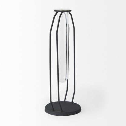 Aria 4.5L x 3.9W x 11.0H Metal and Glass Holder Object