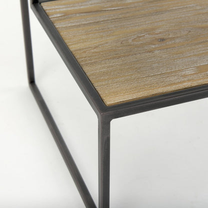 Ronin 22"H Square 2-Tier Wood w/ Black Metal Accent Table