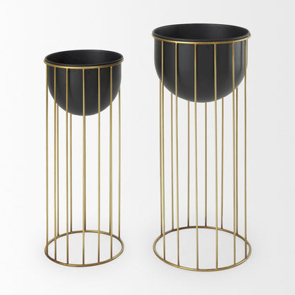 Danica Set of 2 Matte Black Metal Plant Stands