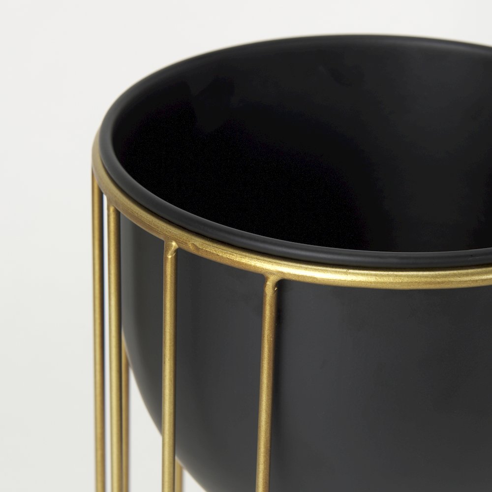 Danica Set of 2 Matte Black Metal Plant Stands