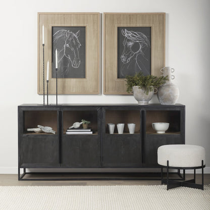 Porter 4.5L x 4.5W x 12.0H Small Black Iron Candle Holder