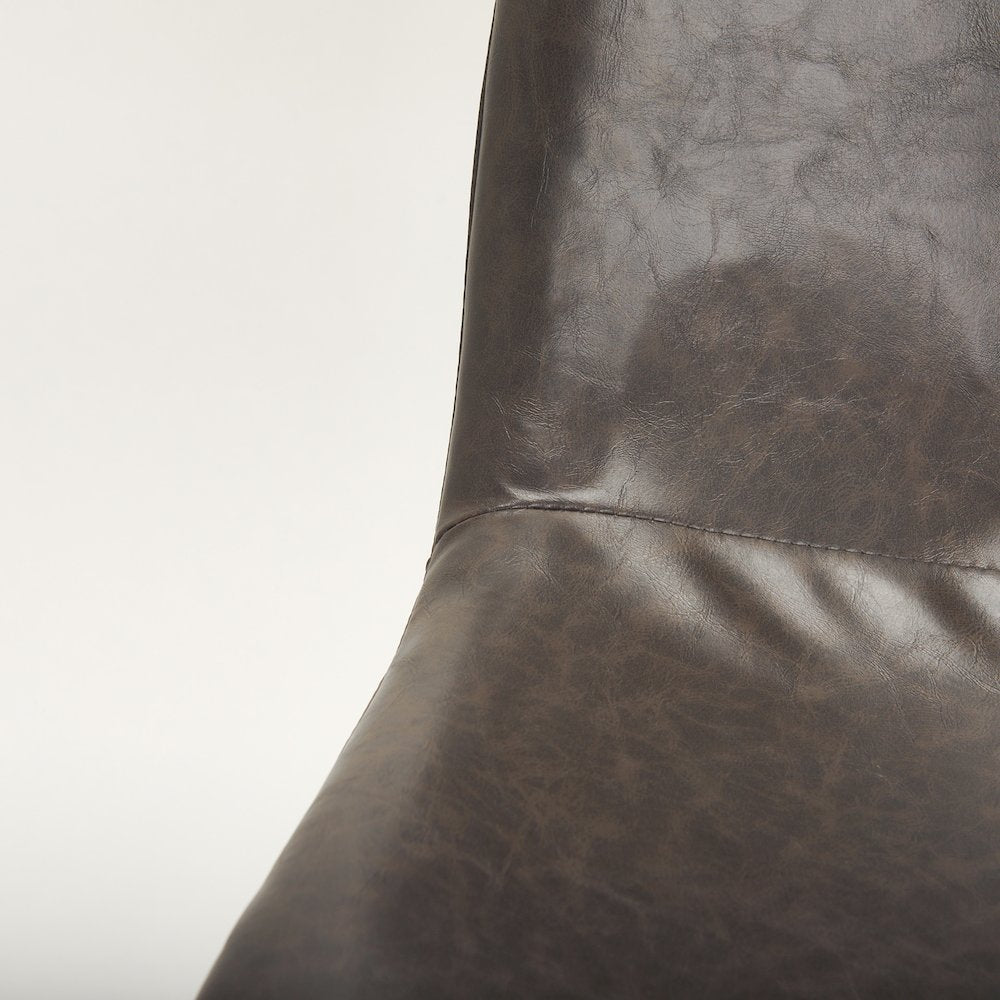 Sawyer I Dark Brown Faux-Leather Seat Black Iron Frame Dining Chair