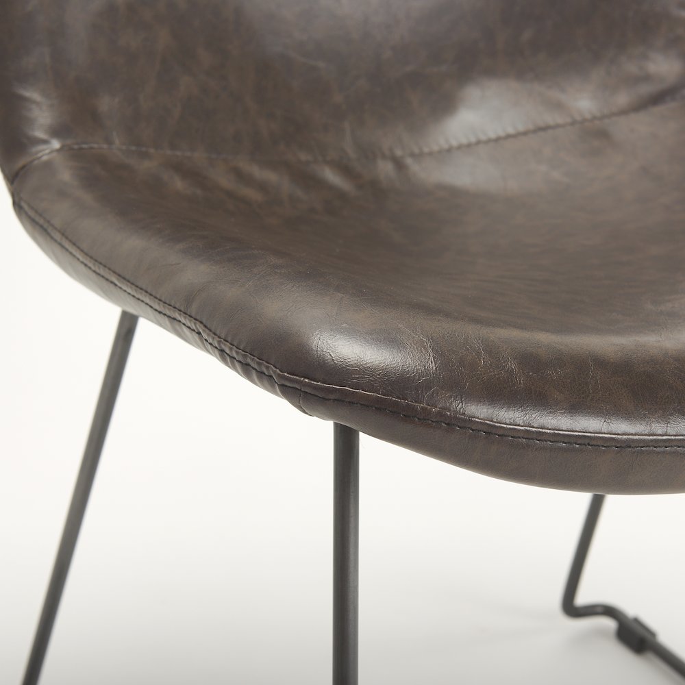 Sawyer I Dark Brown Faux-Leather Seat Black Iron Frame Dining Chair