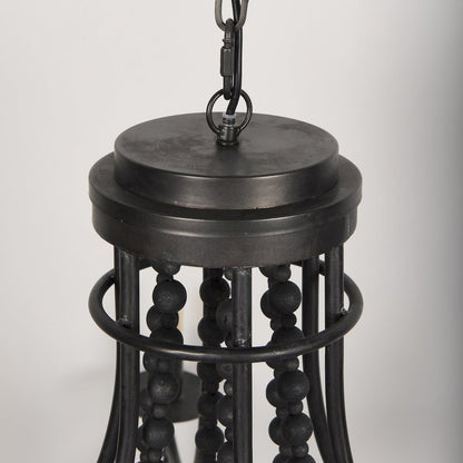Selma Black Wood Bead and Metal Chandelier