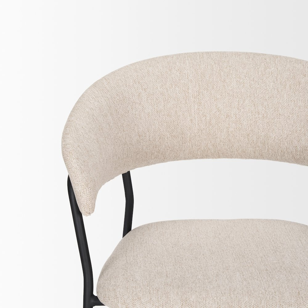 Carolyn Dining Chair w/ Oatmeal Fabric & Matte Black Metal