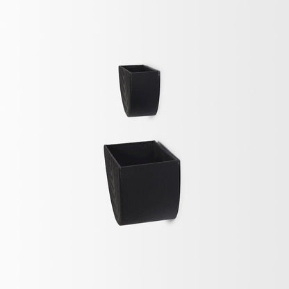 Shilo Matte Black Metal Hanging Wall Planter (Set of 2)