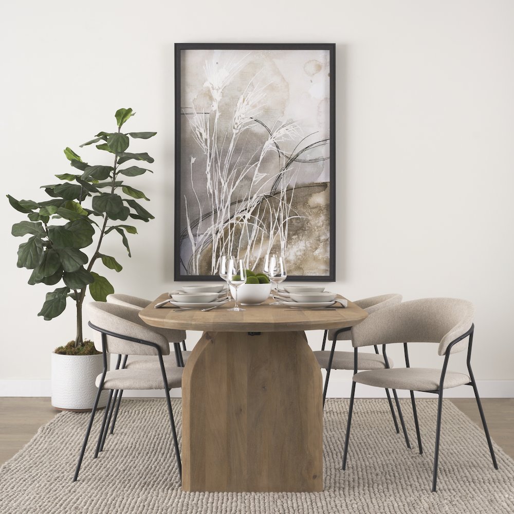 Carolyn Dining Chair w/ Oatmeal Fabric & Matte Black Metal