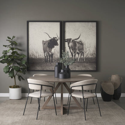 Carolyn Dining Chair w/ Oatmeal Fabric & Matte Black Metal