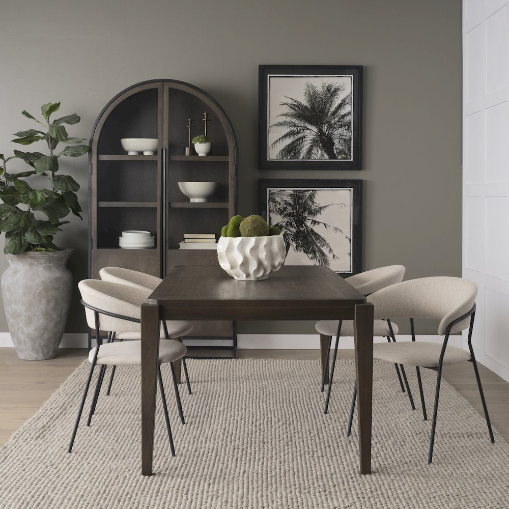 Carolyn Dining Chair w/ Oatmeal Fabric & Matte Black Metal