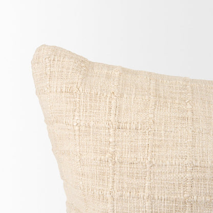 Jacory Cream Checker Textured Decorative Square Pillow Cover