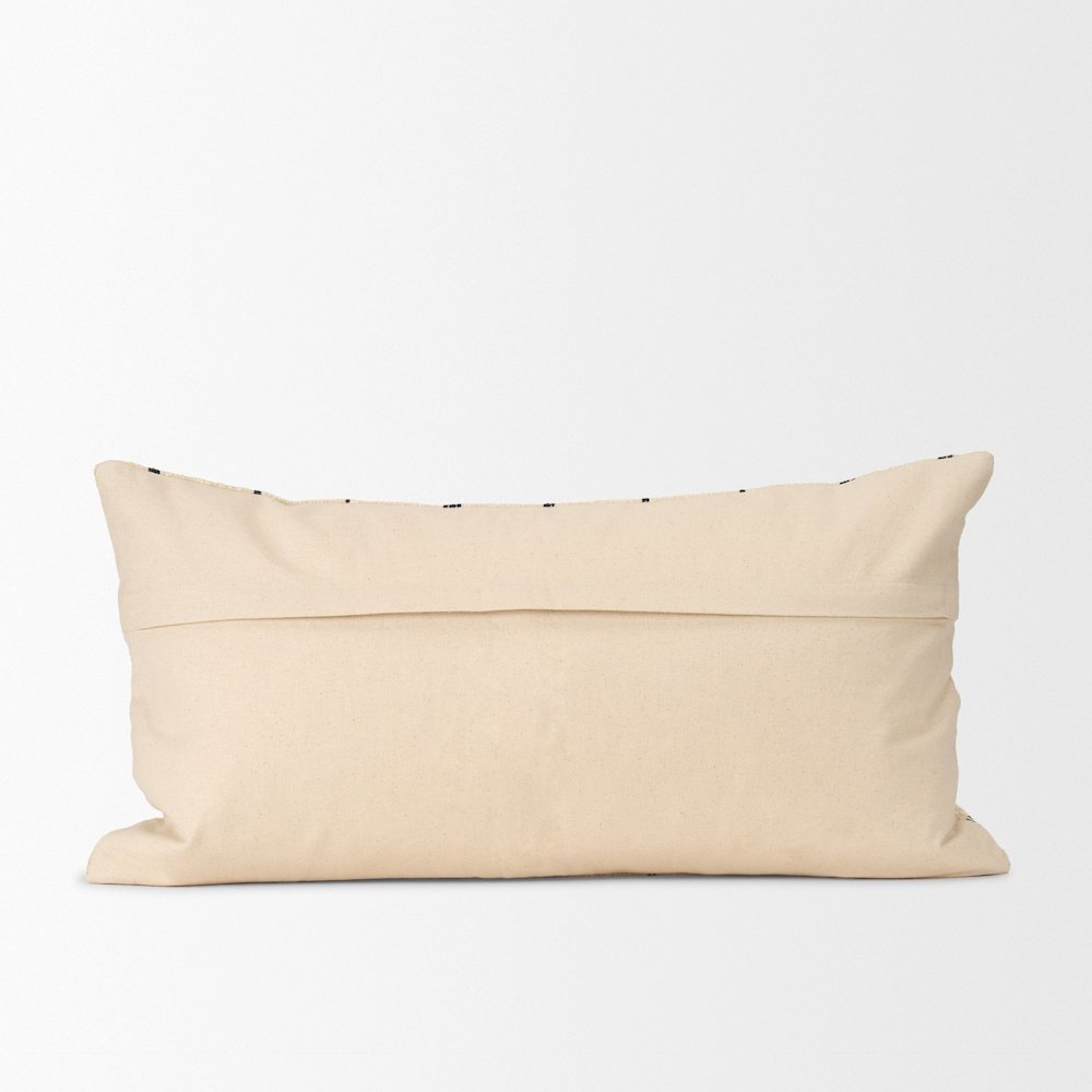 Beige And Black Striped Checkered Decorative Lumbar Pillow Cover