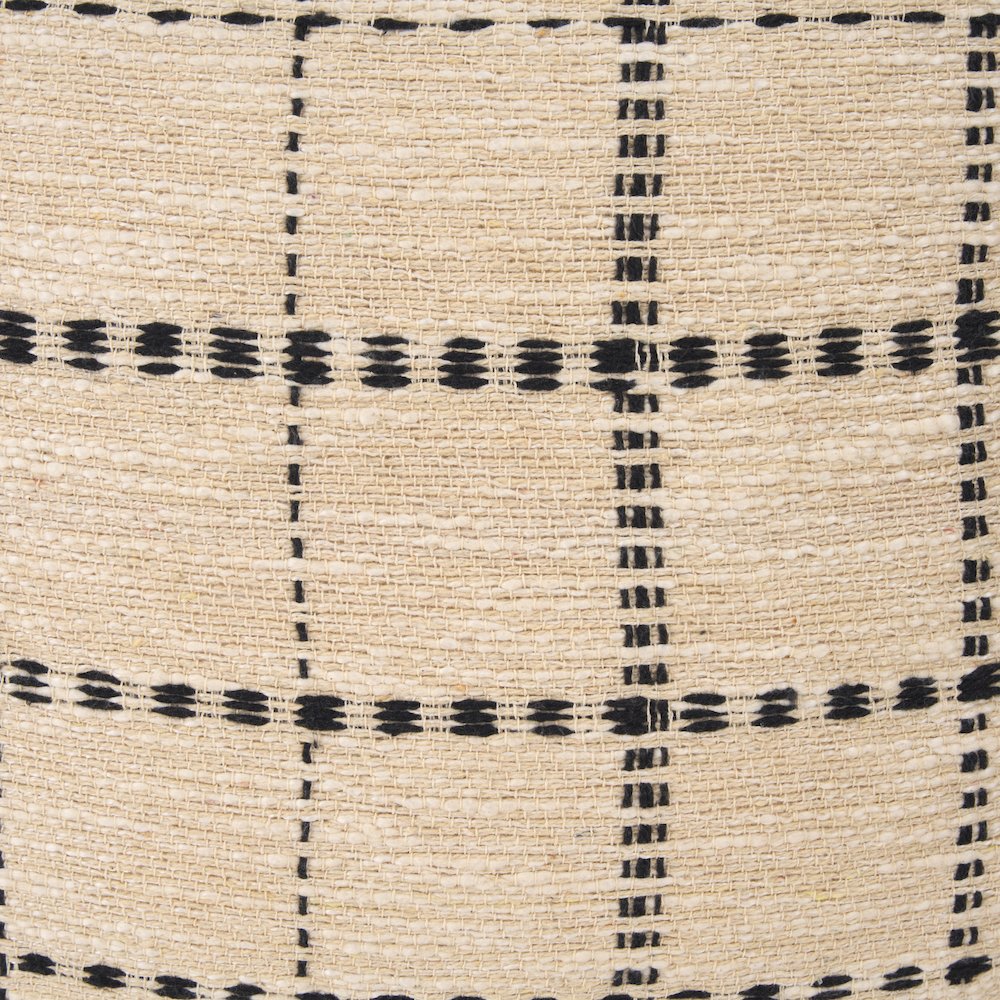 Beige And Black Striped Checkered Decorative Lumbar Pillow Cover