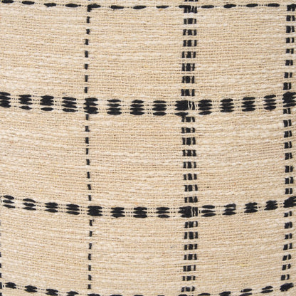Beige And Black Striped Checkered Decorative Lumbar Pillow Cover