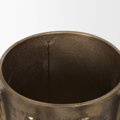 Deacon Large Antiqued Gold Metal Canister with Sculptural Handles