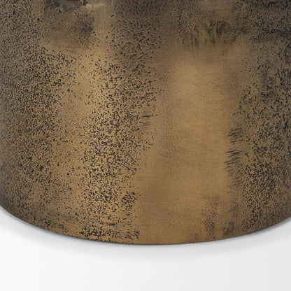 Deacon Large Antiqued Gold Metal Canister with Sculptural Handles