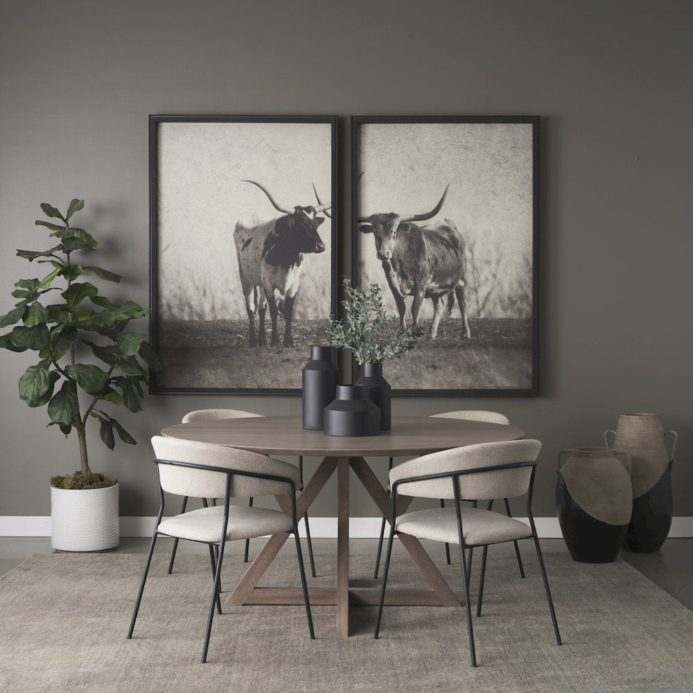 Carolyn Dining Chair w/ Oatmeal Fabric & Matte Black Metal