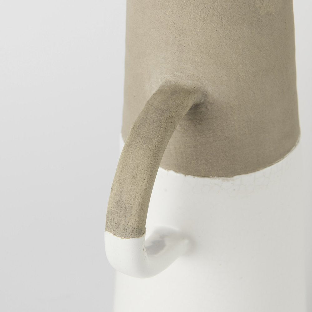 Garand Large 18.8H Two-Toned White Natural Ceramic Jug