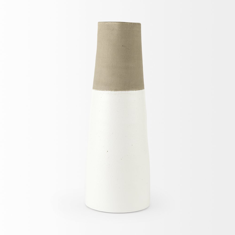 Garand Large 18.8H Two-Toned White Natural Ceramic Jug