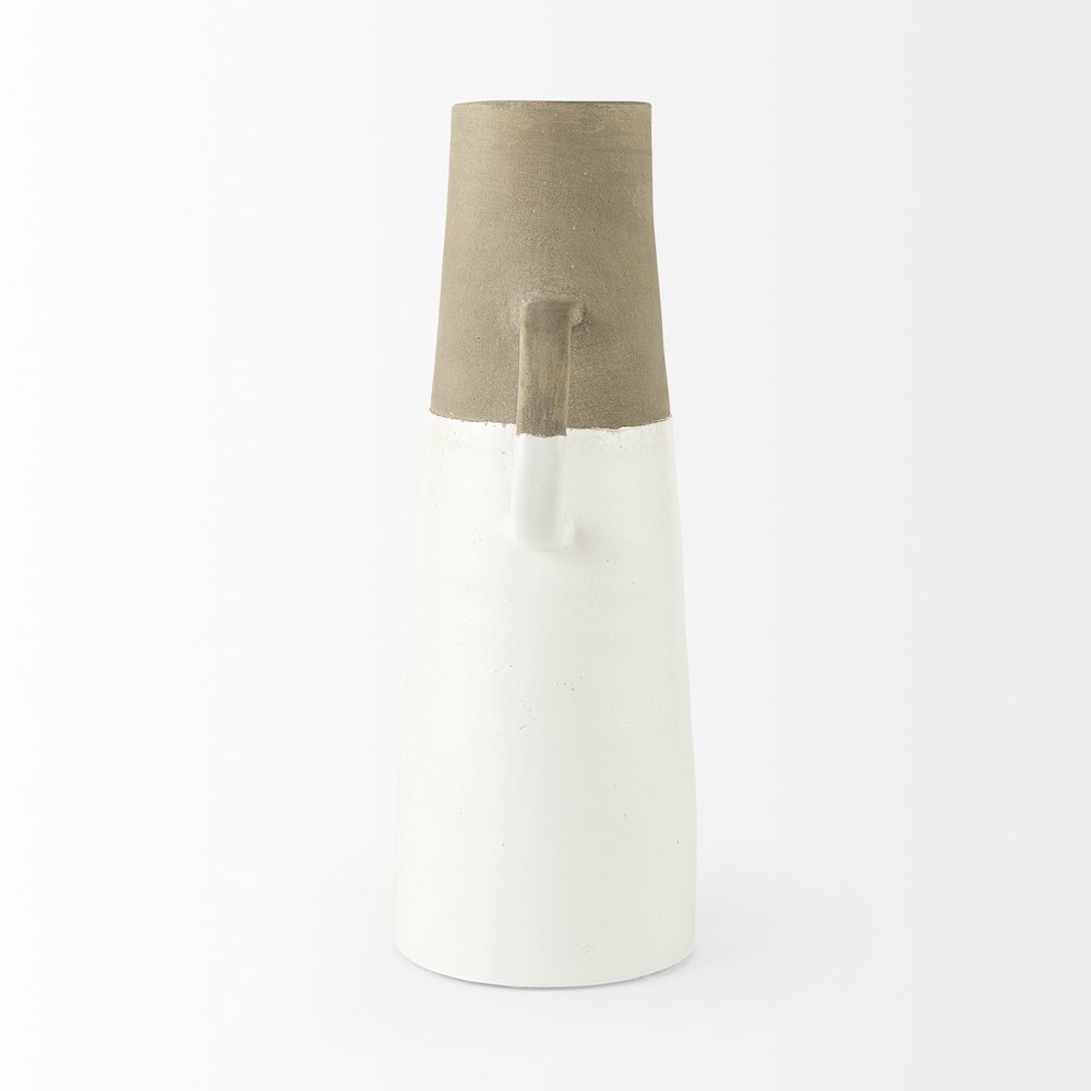 Garand Large 18.8H Two-Toned White Natural Ceramic Jug