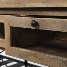 Stuart Brown Solid Wood Top Two-Tier Black Metal Rolling Kitchen Island