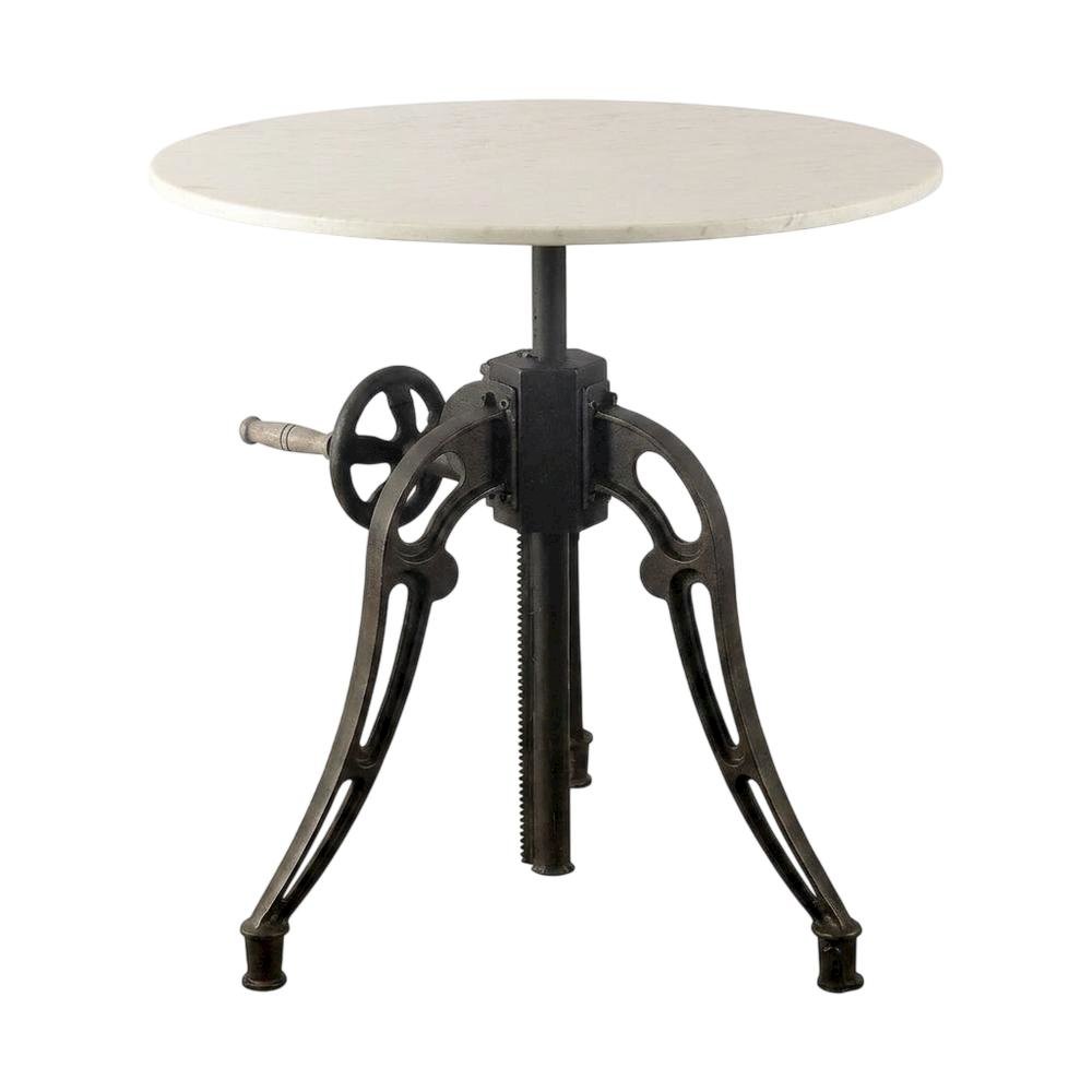 White Marble Top Dining Table with Black Metal Base, Luxe Style