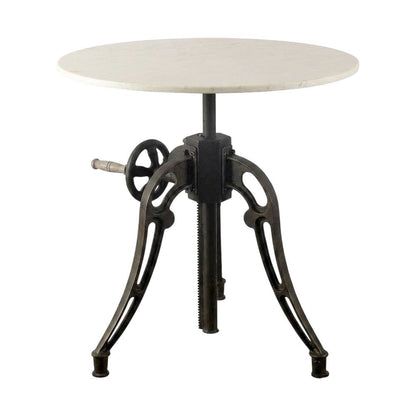 White Marble Top Dining Table with Black Metal Base, Luxe Style