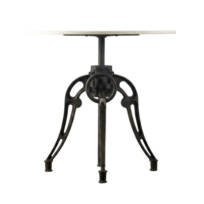 White Marble Top Dining Table with Black Metal Base, Luxe Style