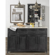 FierSolid Iron Black Body White Marble Top Four Drawer Kitchen Island