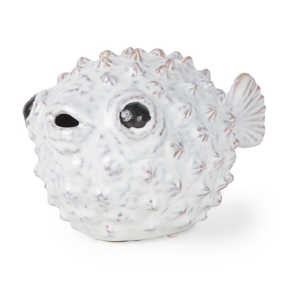 Spike (Large) 10L x 6W Off-White Ceramic Puffer Fish