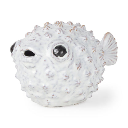 Spike (Large) 10L x 6W Off-White Ceramic Puffer Fish