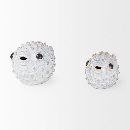Spike (Large) 10L x 6W Off-White Ceramic Puffer Fish