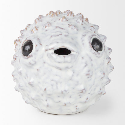 Spike (Large) 10L x 6W Off-White Ceramic Puffer Fish
