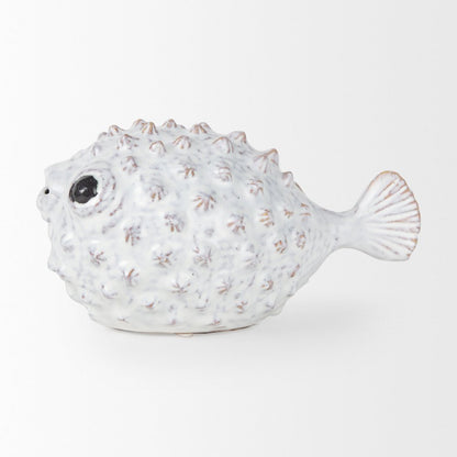 Spike (Large) 10L x 6W Off-White Ceramic Puffer Fish
