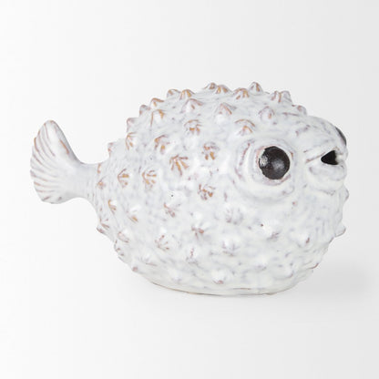 Spike (Large) 10L x 6W Off-White Ceramic Puffer Fish